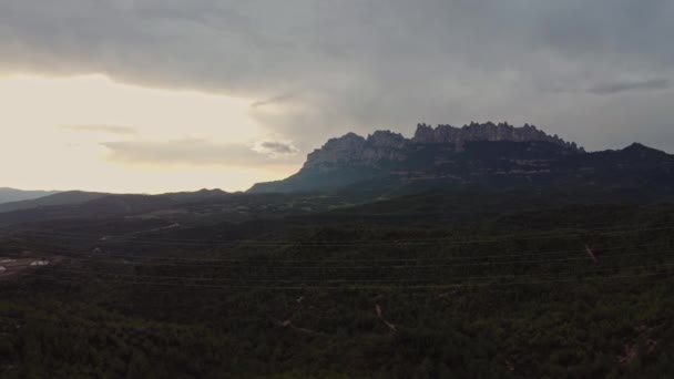 Drone Vista Una Hermosa Montaña Amanecer España — Vídeos de Stock