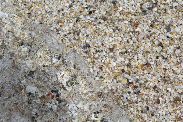 Textura Fundo Natural Seixos Praia Água — Fotografia de Stock