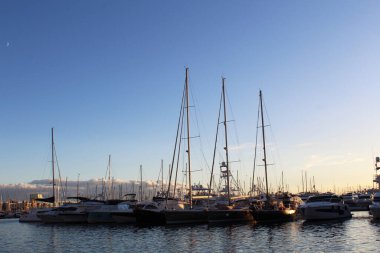Sabahları yat ve tekneler marinada.