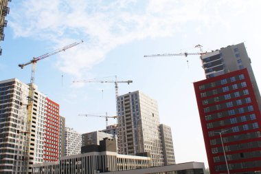 Ukrayna 'nın başkenti Kyiv' in inşasının manzarası