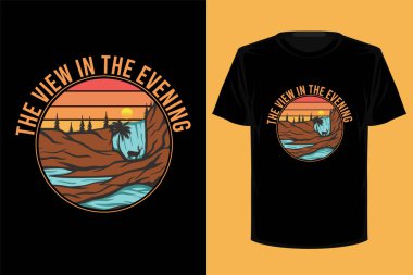 Akşam modası geçmiş tişört tasarımı manzarası.