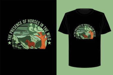 Vahşi antika tişört dizaynında at