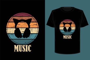 Müzik retro vintage t-shirt tasarımı