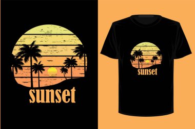 Sunset Retro Vintage t-shirt tasarımı