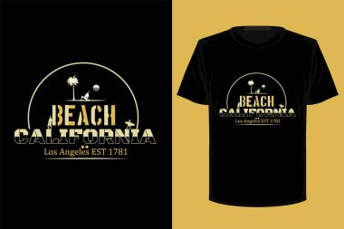 Beach California eski moda tişört tasarımı