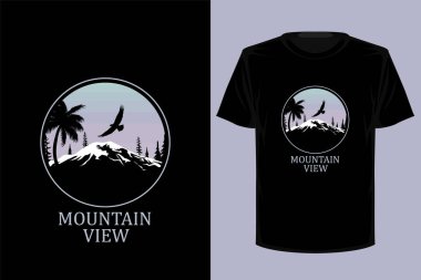 Dağ manzaralı antika t-shirt tasarımı