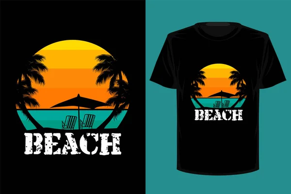 Playa Retro Vintage Camiseta Diseño — Vector de stock