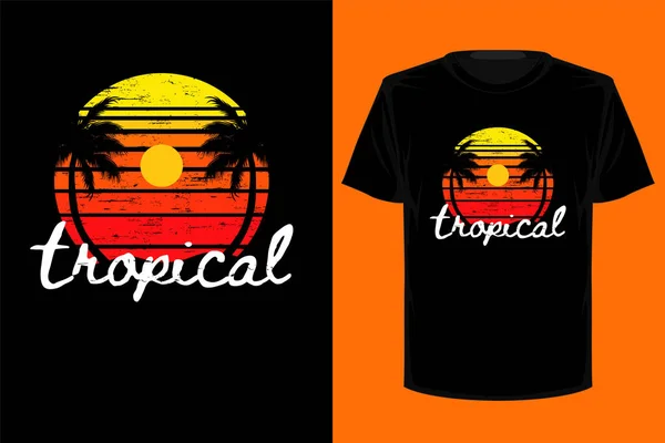 Tropical Retro Vintage Camiseta Diseño — Vector de stock