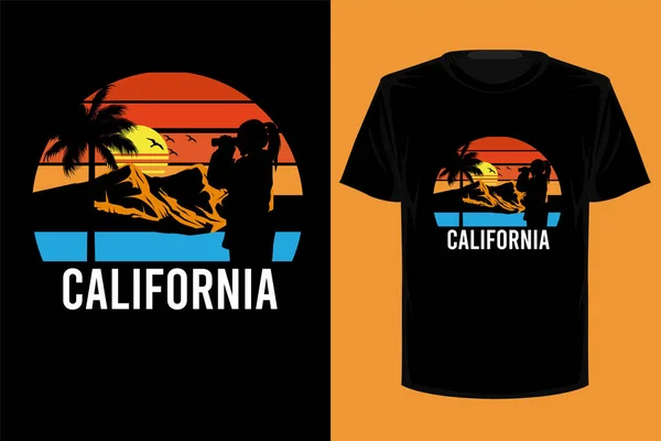 California Retro Vintage Camiseta Diseño — Archivo Imágenes Vectoriales