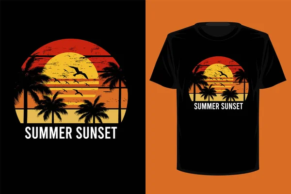 Verão Pôr Sol Retro Vintage Shirt Design — Vetor de Stock