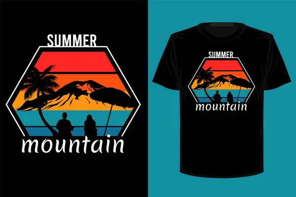 Verano Montaña Retro Vintage Camiseta Diseño — Vector de stock