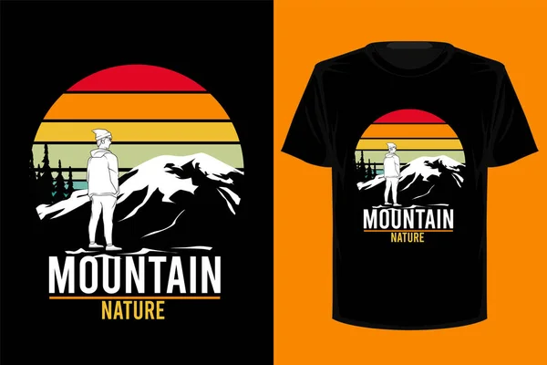 Mountain Nature Retro Vintage Shirt Design — Stockvektor