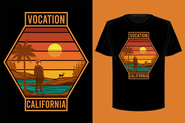 Vocación California Retro Vintage Camiseta Diseño — Vector de stock