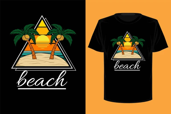 Playa Retro Vintage Camiseta Diseño — Vector de stock