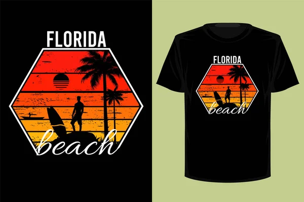 Florida Playa Retro Vintage Camiseta Diseño — Vector de stock