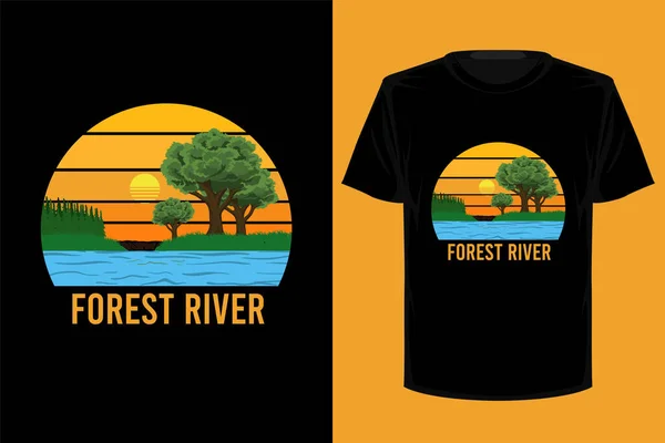 Forest River Retro Vintage Shirt Design — Stockvektor