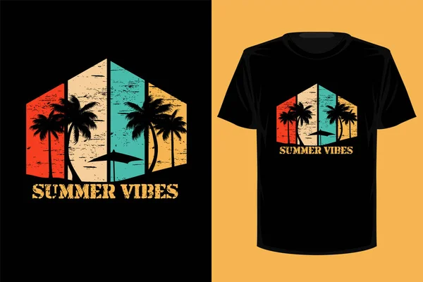 stock vector Summer vibes retro vintage t shirt design