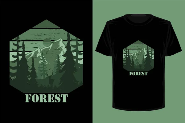 Forest Retro Vintage Shirt Design — Stock Vector