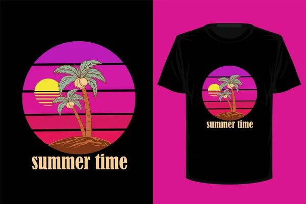 Summer Time Retro Vintage Projekt Koszuli — Wektor stockowy