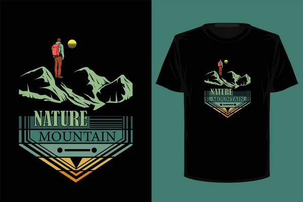Nature Mountain Retro Vintage Shirt Design — Stockvektor