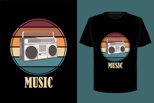 Music Retro Vintage Shirt Design — Stock Vector