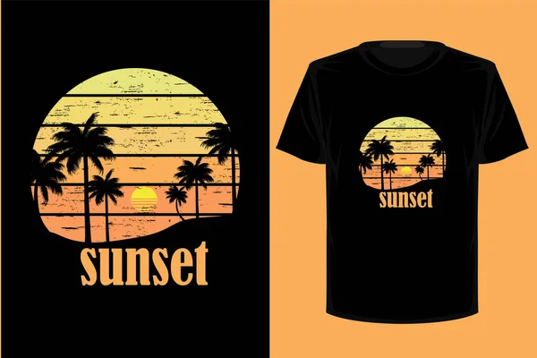 Sunset Retro Vintage Camiseta Diseño — Vector de stock