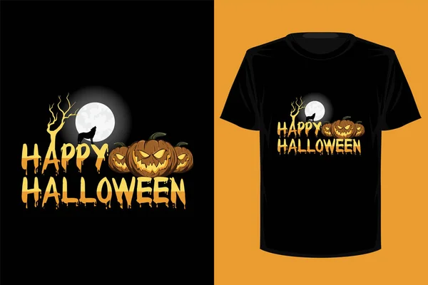 Feliz Halloween Retro Vintage Shirt Design — Vetor de Stock