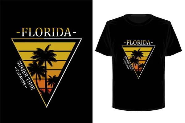Florida Praia Retro Vintage Shirt Design — Vetor de Stock