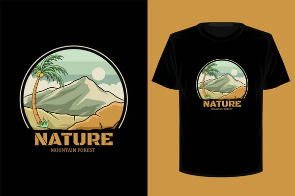 Nature Mountain Forest Retro Vintage Shirt Design — Stock Vector