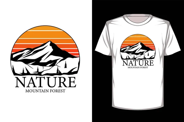 Naturaleza Bosque Montaña Retro Vintage Camiseta Diseño — Archivo Imágenes Vectoriales