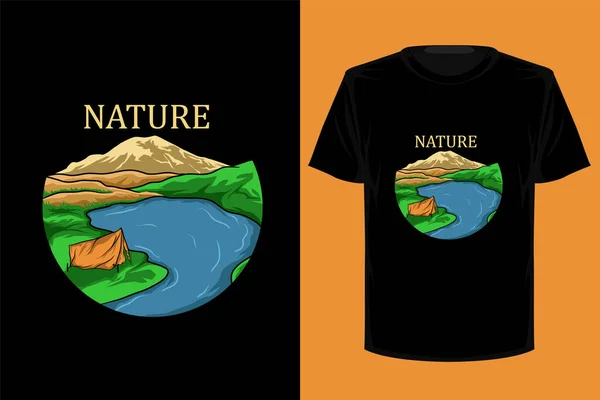 Naturaleza Retro Vintage Camiseta Diseño — Archivo Imágenes Vectoriales