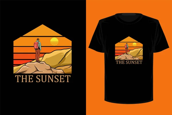 Diseño Camiseta Retro Sunset Vintage — Vector de stock