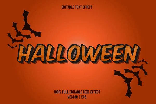 Halloween Cor Laranja Efeito Texto Com Silhueta Morcego — Vetor de Stock