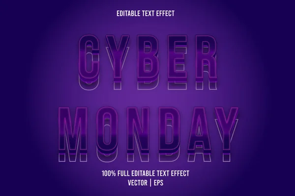 Cyber Lunes Editable Color Púrpura Efecto Texto — Vector de stock