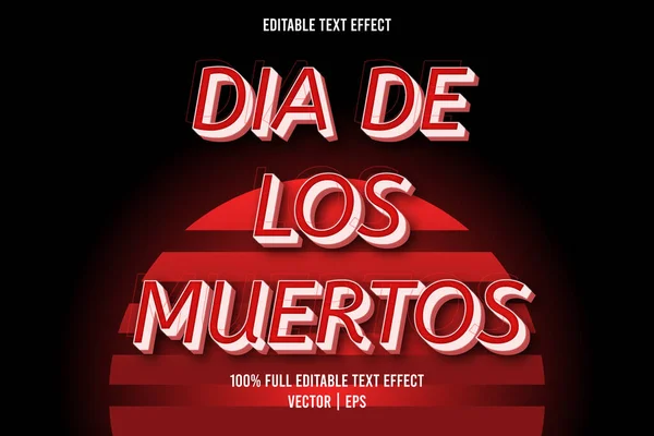 Dia Los Muertos Düzenlenebilir Metin Efekti Kırmızı Rengi — Stok Vektör