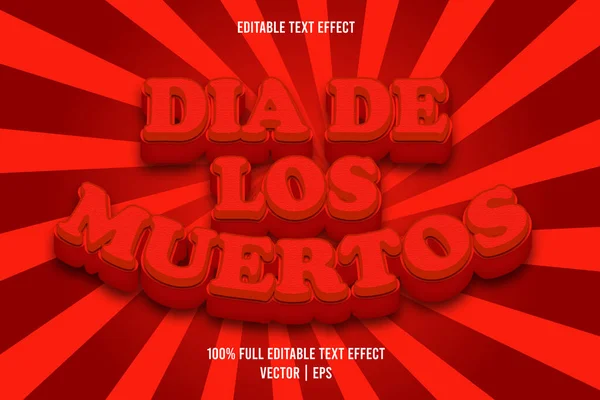 Dia Los Muertos Dimensiones Editable Efecto Texto Color Rojo — Vector de stock