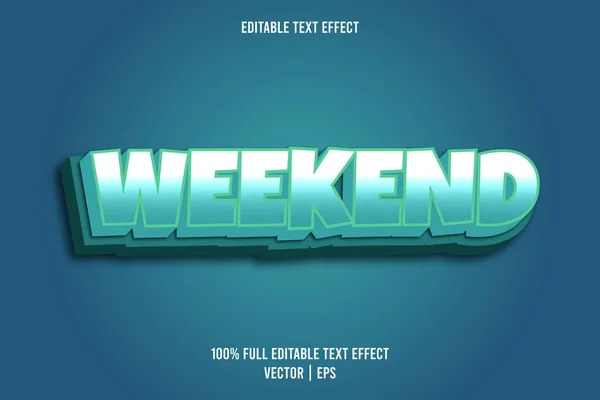 Wochenende Editierbare Text Effekt Comic Stil Cyan Farbe — Stockvektor