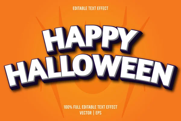 Feliz Halloween Editável Efeito Texto Estilo Cômico Cor Branca Roxa — Vetor de Stock