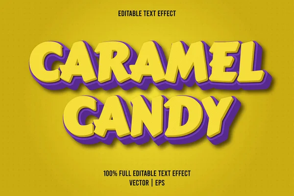 Caramelo Caramelo Editable Efecto Texto Amarillo Púrpura Color — Vector de stock