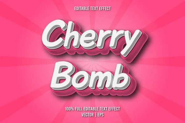 Cherry Bomba Editable Efecto Texto Estilo Cómico — Vector de stock