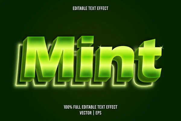 Mint Edytowalny Tekst Efekt Neonowy Styl — Wektor stockowy