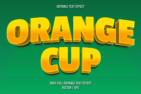 Tazza Arancione Effetto Testo Modificabile Stile Cartone Animato — Vettoriale Stock