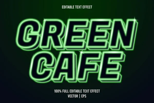 Café Vert Effet Texte Modifiable Style Néon — Image vectorielle