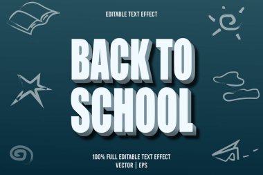 Okula geri dönülebilir metin efekti 3 boyut kabartma biçimi