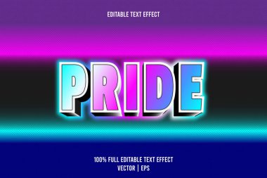 Gurur düzenlenebilir metin efekti 3 boyut kabartma neon biçimi