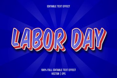 İşçi günü düzenlenebilir metin efekti 3 boyut kabartma biçimi