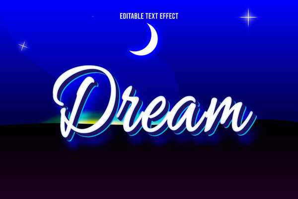Dream editable text effect 3 dimension emboss cartoon style