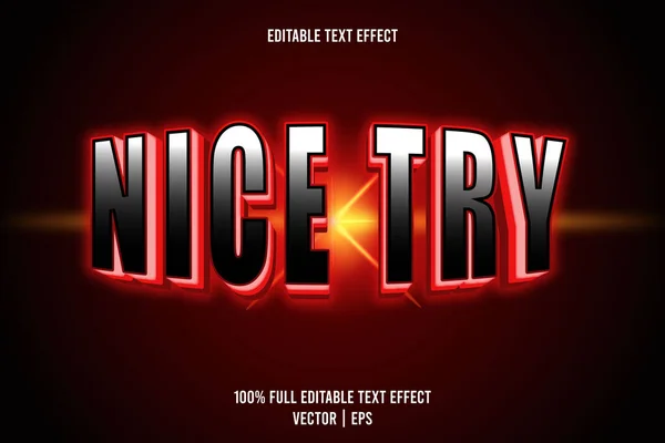 Nizza Versuchen Editierbare Text Effekt Dimensionale Prägung Neon Stil — Stockvektor