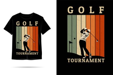 Golf turnuvası silueti t-shirt tasarımı