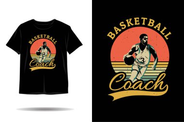 Basketbol koçu siluet t-shirt tasarımı